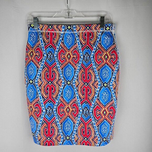 J. McLaughlin Skirt Small Reversible Casavito Halle Ikat Pencil Luxury - Picture 2 of 11